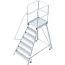 Escalera de plataforma de aluminio con ruedas, unilateral, 7 escalones