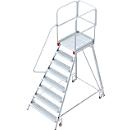 Escalera de plataforma de aluminio con ruedas, unilateral, 8 escalones