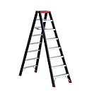 Escalera de tijera profesional Topline doble, aluminio, 16 peldaños, negra