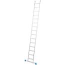 Escalera simple Krause, TRBS 2121-2, altura de trabajo 4800 mm, 15 peldaños de perfil antideslizante con T 80 mm, tacos para los pies, travesaño, aluminio