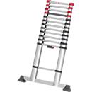 Escalera telescópica Hailo T80 FlexLine, EN 131-6, regulable en altura, desbloqueo con una mano, travesaño, hasta 150 kg, 13 peldaños