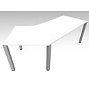 Escritorio 135° SOLUS PLAY, 4 patas, forma libre, extensión derecha, An 2165 x P 800 x Al 720 - 820 mm,