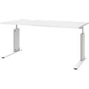 Escritorio BARI, pata en C, forma B, rectangular, An 1600 x P 800 x Al 680 - 820 mm, blanco