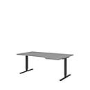 Escritorio con extensión BARI, pata en T, extensión derecha, An 1800 x P 1000/800 x Al 680-820 mm, gris medio/antracita