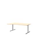 Escritorio con extensión BARI, pata en T, extensión izquierda, An 1800 x P 1000/800 x Al 680-820 mm, arce/aluminio