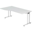 Escritorio JENA, pata en C, forma libre, An 1800 x P 1000 x Al 720 mm, gris luminoso