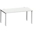 Escritorio MODENA FLEX, rectangular, tubo cuadrado de 4 patas, An 1600 x F 800 x Al 720-820 mm, aluminio gris claro/blanco