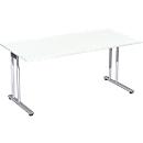 Escritorio PALENQUE, pata en C, rectangular, An 1600 x P 800 x Al 680-820 mm, blanco