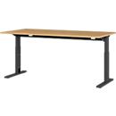 Escritorio Profi 2.0, rectangular, pata en C, An 1600 x P 800 x Al 700-810 mm, roble Grandson/negro