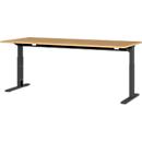 Escritorio Profi 2.0, rectangular, pata en C, An 1800 x P 800 x Al 700-810 mm, roble Grandson/negro