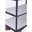 ESD Etagewagen, staal/spaanplaat, grafietgrijs/lichtgrijs, 3 etages, 1000 x 700 mm, EasySTOP, tot 250 kg