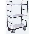 ESD Etagewagen, staal/spaanplaat, grafietgrijs/lichtgrijs, 3 etages, 850 x 500 mm, EasySTOP, tot 250 kg