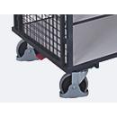 ESD-kastwagen, staal/spaanplaat, grafietgrijs/lichtgrijs, 5 etages, 1045 x 685 mm, dak en dubbele vleugeldeur, afsluitbaar, EasySTOP, tot 500 kg