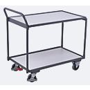 ESD table trolley, steel/chipboard, graphite grey/light grey, 2 shelves, L 985 x W 605 mm, TPE castors with EasySTOP, up to 250 kg