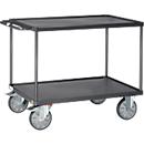 ESD-Tischwagen Fetra 9401W, bis 600 kg, 2 Etagen mit Wannen, Ladefläche L 1000 x B 600 mm, TPE-Bereifung, Schiebegriff, Stahl, schiefergrau