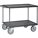 ESD-Tischwagen Fetra 9403W, bis 600 kg, 2 Etagen mit Wannen, Ladefläche L 1200 x B 800 mm, TPE-Bereifung, Schiebegriff, Stahl, schiefergrau