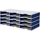 Estación de clasificación styro® Standard, DIN C4, 4 niveles / 3 filas / 12 estantes, gris/azul
