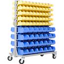 Estante para peças pequenas com rodas, 1140 x 540 x 1450 mm