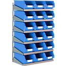 Estantería de pared 6 LK Schäfer Shop Select, 6 estantes, con 18 cajones azules de frente abierto SSI Schäfer serie PROFI LF 321, L 1000 x A 640 x P 300 mm