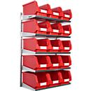 Estantería de pared Schäfer Shop Select, 5 estantes, con 15 cajas serie PROFI LF 322, L 1000 x A 640 x P 300 mm