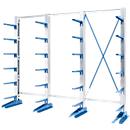 Estantes KRM, um lado, 3 alturas e comprimentos de estantes, comprimento do braço cantilever 400 ou 500 mm