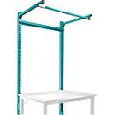 Estructura pórtica adicional con brazo saliente, Mesa básica SPEZIAL mesa de trabajo/banco de trabajo UNIVERSAL/PROFI, 1250 mm, azul agua