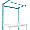 Estructura pórtica adicional con brazo saliente, Mesa básica SPEZIAL mesa de trabajo/banco de trabajo UNIVERSAL/PROFI, 1500 mm, azul agua