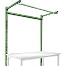 Estructura pórtica adicional con brazo saliente, Mesa básica SPEZIAL mesa de trabajo/banco de trabajo UNIVERSAL/PROFI, 1500 mm, verde reseda