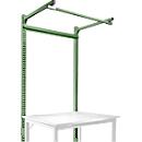 Estructura pórtica adicional con brazo saliente, Mesa básica STANDARD mesa de trabajo/banco de trabajo UNIVERSAL/PROFI, 1250 mm, verde reseda