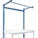 Estructura pórtica adicional con brazo saliente, Mesa básica STANDARD mesa de trabajo/banco de trabajo UNIVERSAL/PROFI, 1500 mm, azul brillante