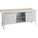 Établi à caisson Schäfer Shop Select PW 200-0, plateau en hêtre multiplex, avec couvercle en acier, jusqu'à 750 kg, L 2000 x P 700 x H 840 mm, aluminium blanc