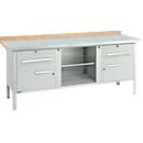 Établi à caisson Schäfer Shop Select PW 200-0, plateau en hêtre multiplex, avec couvercle en acier, jusqu'à 750 kg, L 2000 x P 700 x H 840 mm, gris clair