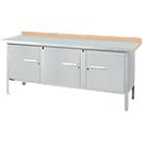 Etabli à caisson Schäfer Shop Select PW 200-3, plateau en hêtre multiplex, avec couvercle en acier, jusqu'à 750 kg, L 2000 x P 700 x H 840 mm, aluminium blanc