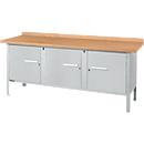 Établi à caisson Schäfer Shop Select PW 200-3, plateau en hêtre multiplex, jusqu'à 750 kg, L 2000 x P 700 x H 840 mm, aluminium blanc