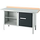 Etabli à caisson Schäfer Shop Select PWi 150-1, plateau en hêtre multiplex, avec couvercle en acier, jusqu'à 750 kg, L 1500 x P 700 x H 840 mm, anthracite
