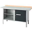 Etabli à caisson Schäfer Shop Select PWi 150-1, plateau en hêtre multiplex, avec couvercle en acier, jusqu'à 750 kg, L 1500 x P 700 x H 840 mm, anthracite