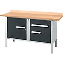 Établi à caisson Schäfer Shop Select PWi 150-3, plateau en hêtre multiplex, jusqu'à 750 kg, L 1500 x P 700 x H 840 mm, anthracite
