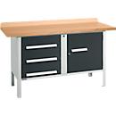 Établi à caisson Schäfer Shop Select PWi 150-4, plateau en hêtre multiplex, jusqu'à 750 kg, L 1500 x P 700 x H 840 mm, anthracite