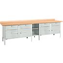 Établi à caisson Schäfer Shop Select PWi 300-0, plateau en hêtre multiplex, jusqu'à 750 kg, L 3000 x P 700 x H 840 mm, gris clair