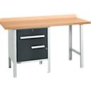 Etabli combiné Schäfer Shop Select PWi 150-2, plateau en hêtre multiplex, jusqu'à 750 kg, L 1500 x P 700 x H 840 mm, anthracite