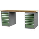Etabli en ligne Bedrunka+Hirth, plateau de travail en multiplex hêtre, 11 tiroirs, verrouillables, jusqu'à 1000 kg, L 2000 x P 750 x H 859 mm