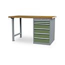 Etabli en ligne Bedrunka+Hirth, plateau de travail en multiplex hêtre, 6 tiroirs, verrouillables, jusqu'à 1000 kg, L 2000 x P 750 x H 859 mm