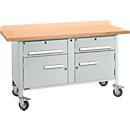 Etabli mobile Schäfer Shop Select PWi 150-0, plateau en hêtre multiplex, jusqu'à 400 kg, L 1500 x P 700 x H 840 mm