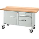 Etabli mobile Schäfer Shop Select PWi 150-3, plateau en hêtre multiplex, jusqu'à 400 kg, L 1500 x P 700 x H 840 mm