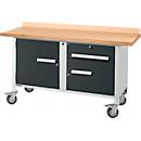 Etabli mobile Schäfer Shop Select PWi 150-3, plateau en hêtre multiplex, jusqu'à 400 kg, L 1500 x P 700 x H 840 mm