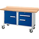 Etabli mobile Schäfer Shop Select PWi 150-3, plateau en hêtre multiplex, jusqu'à 400 kg, L 1500 x P 700 x H 840 mm