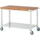 Établi mobile série 8000 - plan de travail en hêtre - tablette en tôle d'acier - l. 1250 x P 700 x H 880 mm