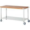 Établi mobile série 8000 - plan de travail en hêtre - tablette en tôle d'acier - l. 1500 x P 700 x H 880 mm
