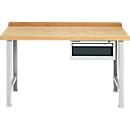 Établi modulaire, avec tiroir depuis la plaque de travail et 2 pieds de table, largeur 1500 