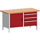 Établi modulaire KW-1578-2.3, rouge pourpre